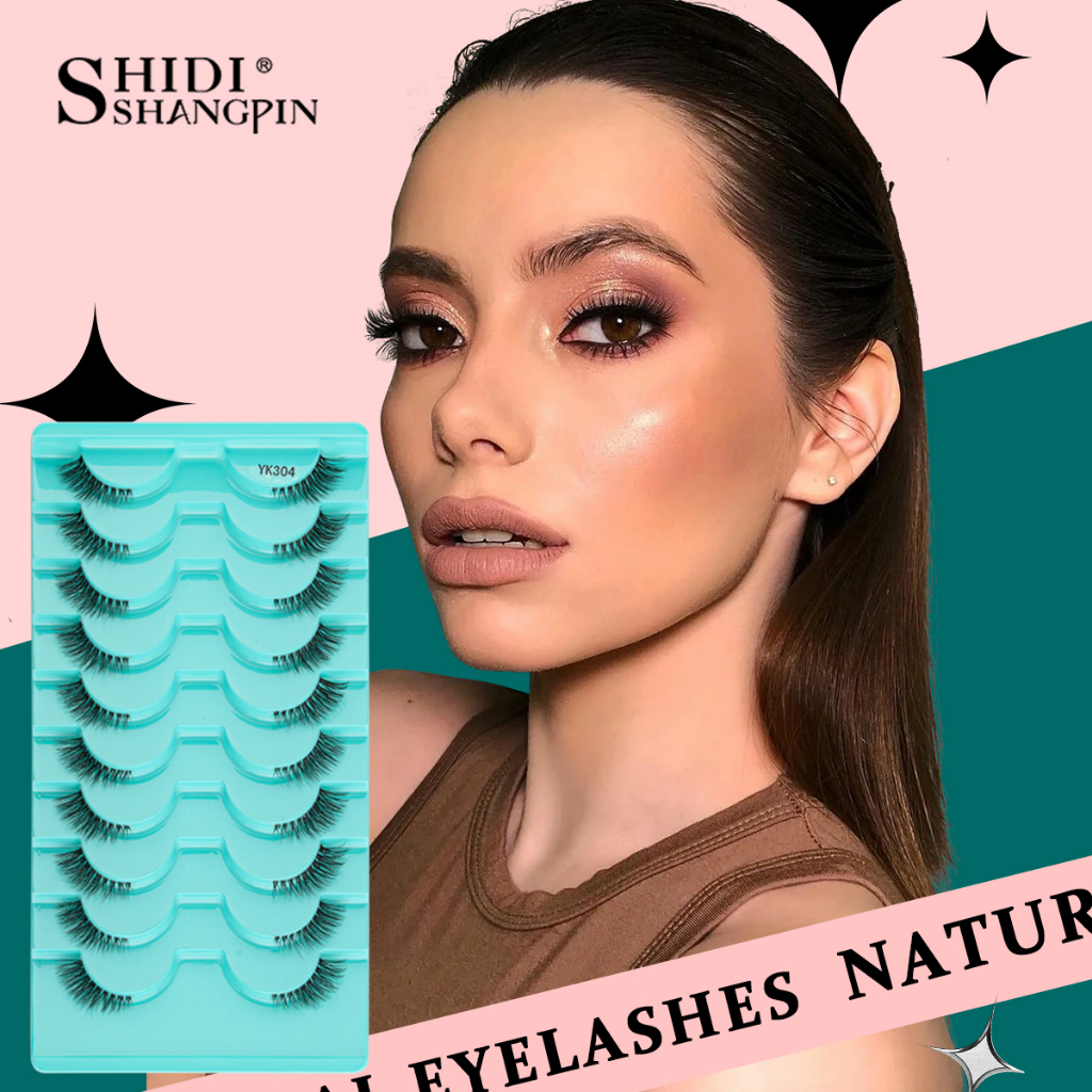 Shidishangpin 10 คู่ Cat Eye ขนตาปลอม 三维 Curl Winged End Eye Elongated ปลอม Lashes ธรรมชาตินุ่มโปร่งใส Terrier Eyelash Extension