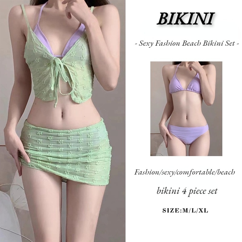 พร้อ​มส่ง​​ ชุดว่ายน้ําบิกินี่ลําลอง แต่งลูกไม้ ระบายอากาศ เซ็กซี่ แฟชั่นสไตล์จีน และยุโรป และอเมริกา สําหรับผู้หญิง