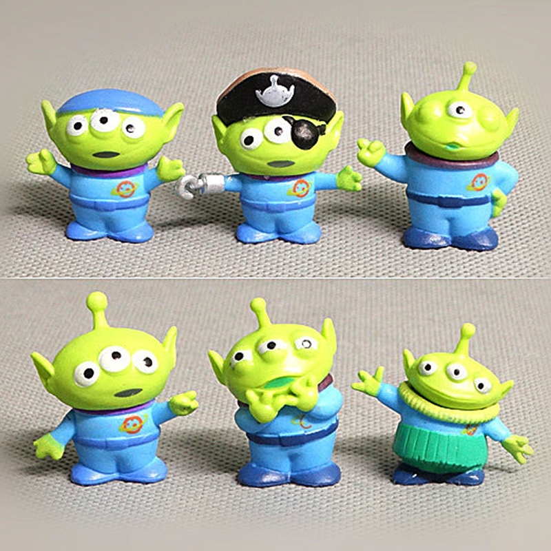 โมเดลฟิกเกอร์ PVC การ์ตูนอนิเมะ Toy Story Aliens Pirate Hula Three Eyed Man ขนาด 3-5 ซม. ของเล่นสําหรับเด็ก 6 ชิ้น ต่อชุด