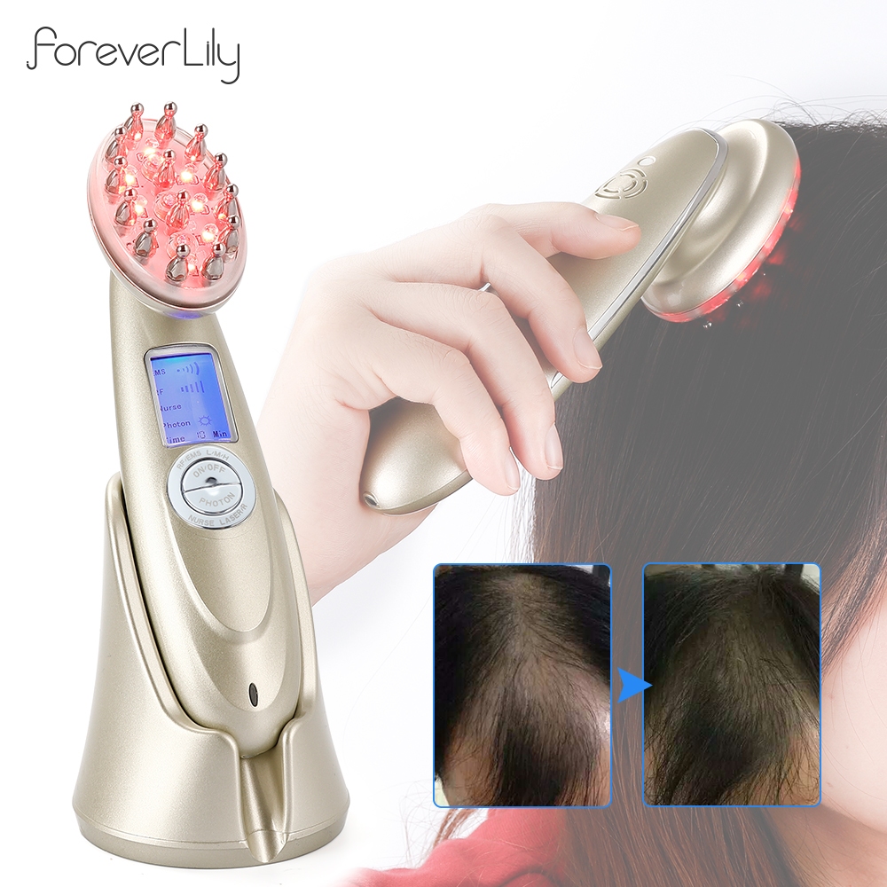 Foreverlily 7 In 1 หวีไฟฟ้าอินฟราเรด RF EMS Nano Led สําหรับการดูแลเส้นผม