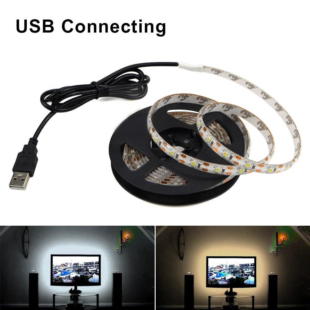 สายไฟ LED 5V SMD 2835 1 ม. 2 ม. 3 ม. 4 ม. 5 ม. ยืดหยุ่น สีขาวอบอุ่น สําหรับตกแต่งบ้าน คริสต์มาส