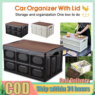 【COD】Outdoor Folding Storage Box Large Capacity Car Trunk Organizer 55L Collapsible Travel Camping Table Multi functional portable storage box