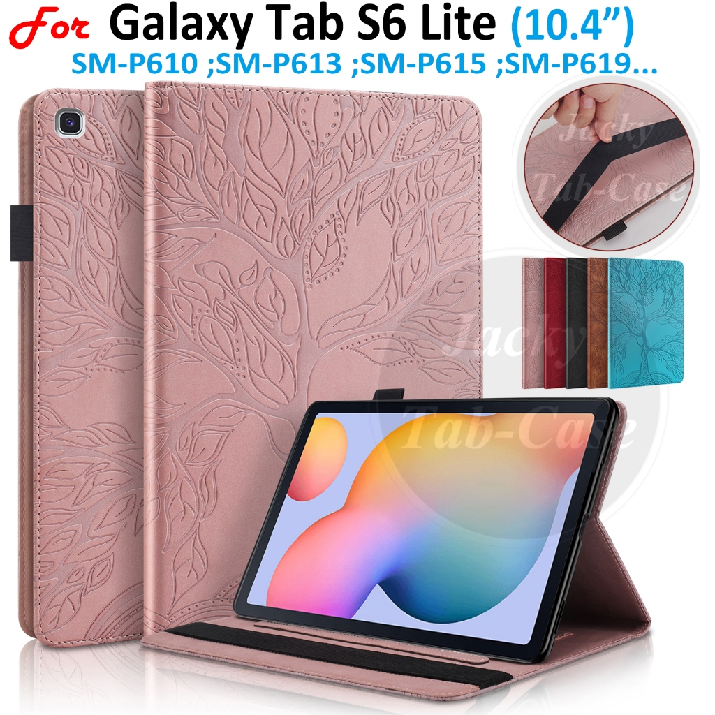 สําหรับ Samsung Galaxy Tab S6 Lite 10.4 นิ้ว Wi-Fi/LTE Edition แฟชั่น 3D ต้นไม้สไตล์ PU หนังช่องใส่ก