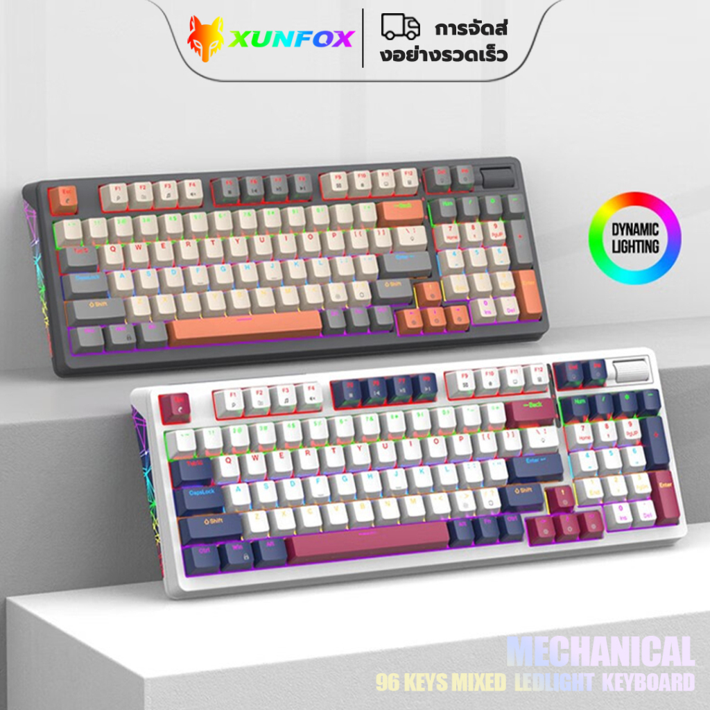 Xunfox คีย์บอร์ดเมคคานิคอล 96 คีย์ แฟชั่น คุณภาพสูง