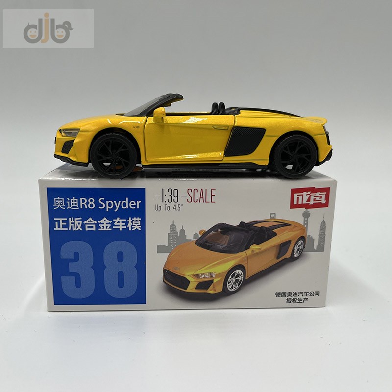 1:39 ของเล่นโมเดลDiecast Audi R8 Spyderดึงกลับรถเด็กของขวัญ