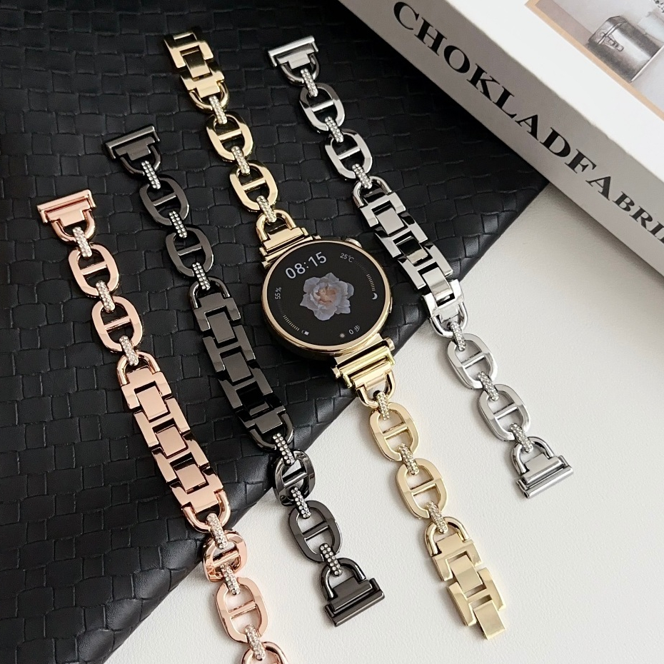 Chain Diamond 18mm 20mm 22mm สาย huawei watch gt 5 pro Strap สาย huawei watch gt 4 Strap GT2 pro GT2E GT2 GT3 Pro Huawei GT4 / Amazfit Bip 5 / Amazfit Bip 3 pro/Amazfit bip u pro GTS2 GTS3 Amazfit GTS 4 mini huawei watch gt 5 สาย Galaxy Watch 7 Strap