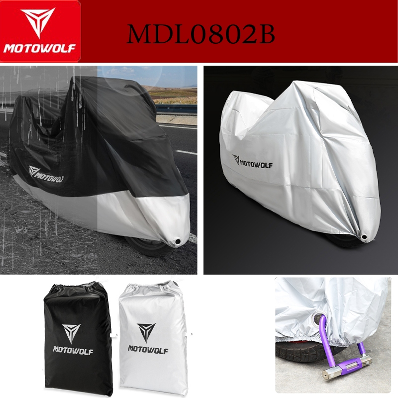 ผ้าคลุมรถจักรยานยนต์ แบบหนาพิเศษ 190T 210D สําหรับ MOTOWOLF MDL 0802B
