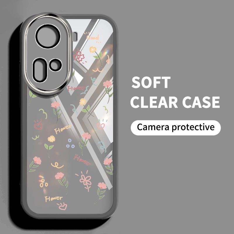 เคสโทรศัพท์มือถือแบบนิ่ม ใส กันกระแทก กันรอยเลนส์กล้อง ลายดอกไม้สด ขนาดเล็ก สําหรับ Oppo Reno11 F Reno11 Pro 5G 11F
