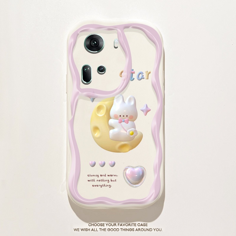 น่ารักดวงจันทร์กระต่ายกันกระแทกเคสโทรศัพท์oppo Reno11 F Reno11 Pro 5G 11F F25 Pro 5G Reno10 Pro 5G Reno12 Pro 5Gโปร่งใสนุ่มกรณีป้องกันกรณี