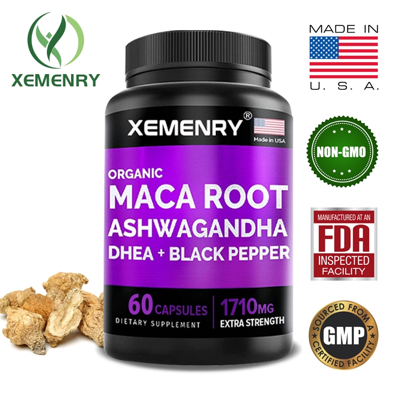 แคปซูลผสม Maca Root and Ashwagandha สีดําออร์แกนิก - รองรับพลังงานและความแข็งแกร่งที่เพิ่มสูงขึ้น และเสริมความแข็งแรง