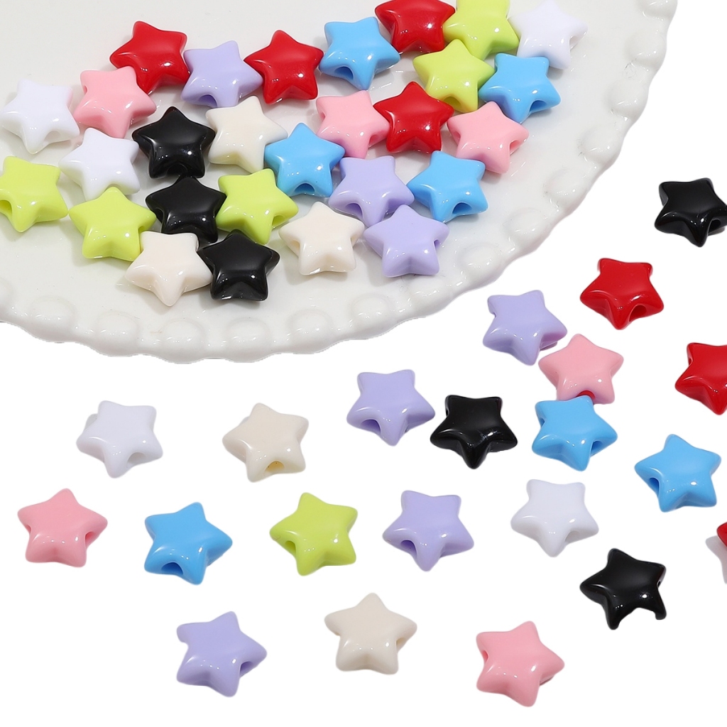 [15 มม.] ลูกปัดพลาสติก รูปดาวห้าแฉก สีพื้น เครื่องประดับแฮนด์เมด DIY ราคา ถูกที่สุด ดีลบีเคเค แกลเลอรีภาพที่ 6