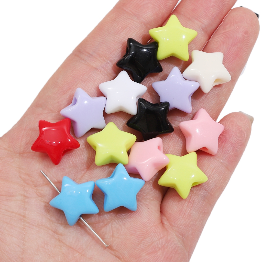 [15 มม.] ลูกปัดพลาสติก รูปดาวห้าแฉก สีพื้น เครื่องประดับแฮนด์เมด DIY ราคา ถูกที่สุด ดีลบีเคเค แกลเลอรีภาพที่ 3