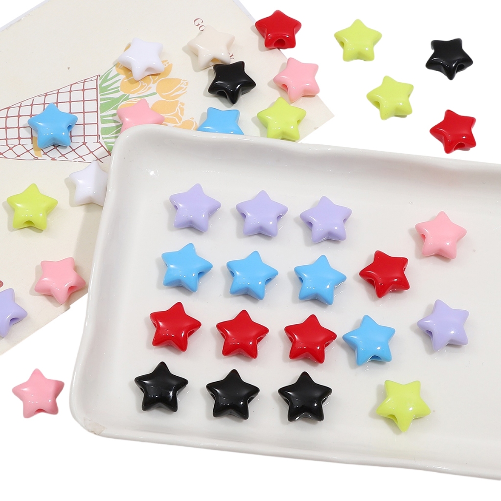 [15 มม.] ลูกปัดพลาสติก รูปดาวห้าแฉก สีพื้น เครื่องประดับแฮนด์เมด DIY ราคา ถูกที่สุด ดีลบีเคเค รูปภาพหลัก