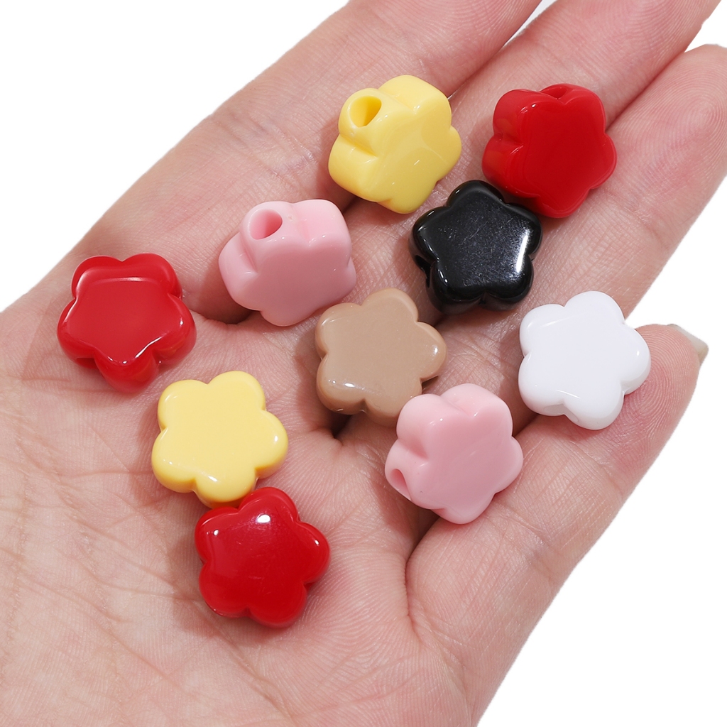 [15X14 มม.] ลูกปัดอะคริลิค รูปดอกไม้ ขนาดเล็ก สีพื้น สําหรับทําสร้อยคอ สร้อยข้อมือ DIY - รูปที่ 4