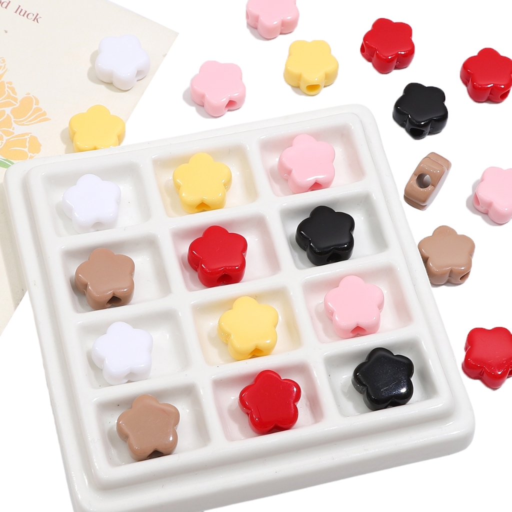 [15X14 มม.] ลูกปัดอะคริลิค รูปดอกไม้ ขนาดเล็ก สีพื้น สําหรับทําสร้อยคอ สร้อยข้อมือ DIY - รูปที่ 5