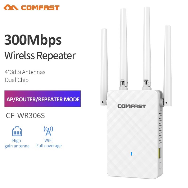 COMFAST ขยายสัญญาณ wifi 300Mbps 2.4GHz Wireless WiFi Repeater Router 1*100M LAN portWi Fi Extender เ