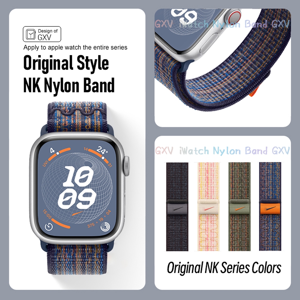 Nk สายนาฬิกาข้อมือไนล่อน น้ําหนักเบา ระบายอากาศ สําหรับ iWatch Ultra 2 49 มม. 45 มม. 41 มม. 44 มม. 40 มม. iWatch Series 9 8 7 6 5 4 SE2