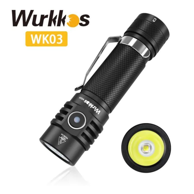Wurkkos ไฟ EDC WK03 1800lm SST40 USB C ชาร์จซ้ําได้ 18650 UI พร้อมตัวบ่งชี้พลังงาน ATR