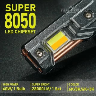 Tuffoo หลอดไฟหน้ารถยนต์ LED 120W 28000LM H4 H7 H11 HB3 9005 H1 HB4 9006 HIR2 9012 Hi Lo Beam 6000K 3000K 4300K DC12V 24V (T63) 3 สี 2 ชิ้น