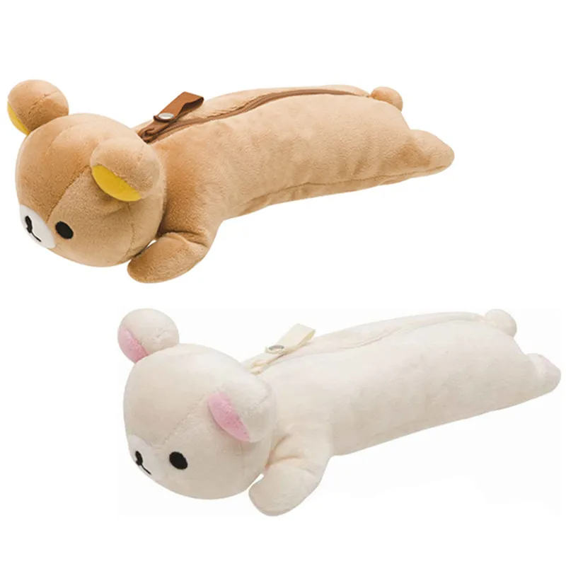 กระเป๋าดินสอ ผ้ากํามะหยี่ขนนิ่ม ลายการ์ตูนหมี Korilakkuma น่ารัก สําหรับเด็กผู้หญิง