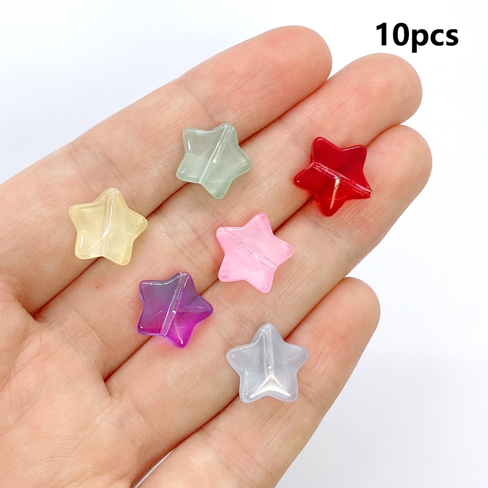 ลูกปัดแก้ว รูปดาวห้าแฉก ขนาด 12 มม. สีสันสดใส สําหรับทําเครื่องประดับ สร้อยข้อมือ Diy จํานวน 10 ชิ้น