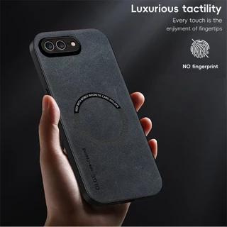 ไม่มีลายนิ้วมือ หรูหรา แหวนเหล็กหนัง สําหรับ iPhone 7 8 Plus SE2 7P 8P ที่ใส่ในรถ ป้องกัน เคสแม่เหล็ก เคสชาร์จไร้สาย