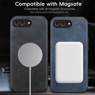 ไม่มีลายนิ้วมือ หรูหรา แหวนเหล็กหนัง สําหรับ iPhone 7 8 Plus SE2 7P 8P ที่ใส่ในรถ ป้องกัน เคสแม่เหล็ก เคสชาร์จไร้สาย