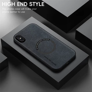 ไม่มีลายนิ้วมือ หรูหรา แหวนเหล็กหนัง สําหรับ iPhone X XS Max XR ที่ยึดรถ ป้องกัน เคสแม่เหล็ก เคสชาร์จไร้สาย