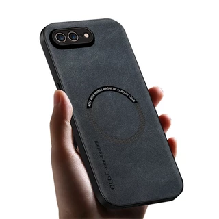 ไม่มีลายนิ้วมือ หรูหรา แหวนเหล็กหนัง สําหรับ iPhone 7 8 Plus SE2 7P 8P ที่ใส่ในรถ ป้องกัน เคสแม่เหล็ก เคสชาร์จไร้สาย