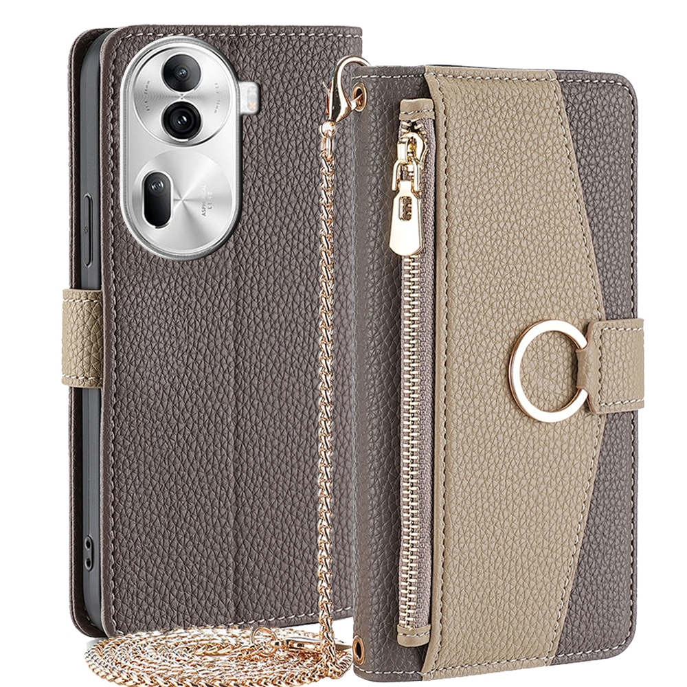 เคสโทรศัพท์มือถือหนัง ฝาพับ พร้อมช่องใส่บัตร และสายคล้องไหล่ มีซิป สําหรับ OPPO Reno 11F 11 Pro 5G