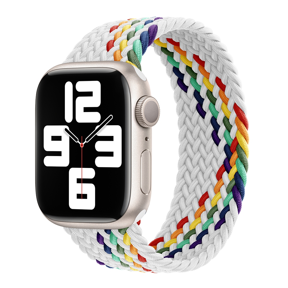 Iwatch. สายนาฬิกาข้อมือไนล่อนถัก ทรงกลม สีรุ้ง สําหรับ Apple Watch Iwatch 6 5 4