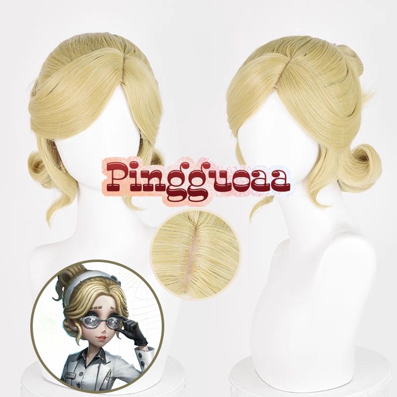Game Identity V Doctor Bamboo Guardian Cosplay Wigs Emily Dyer 35cm Short Golden Wigs Heat Resistant Synthetic Hair