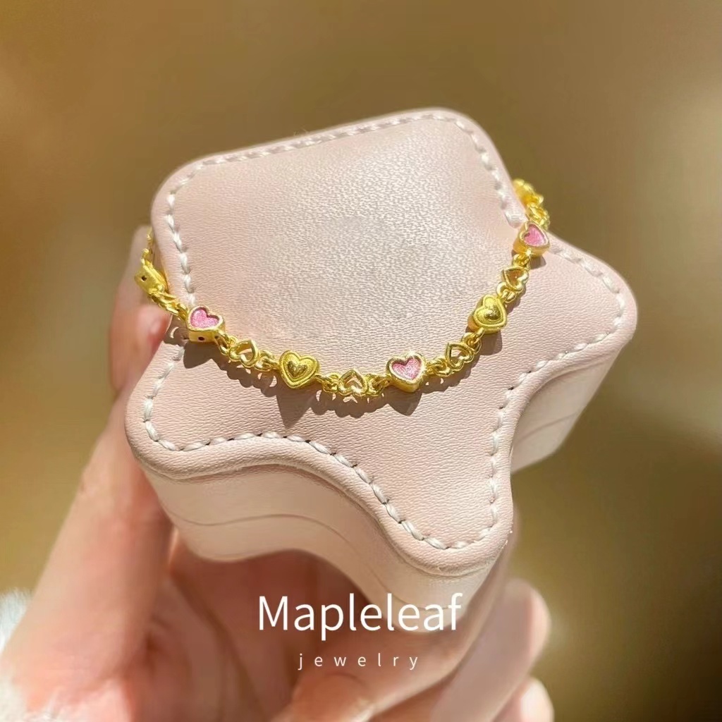 เครื่องประดับ สร้อยข้อมือ ชุบทอง 18K จี้รูปหัวใจกลวง เหมาะกับของขวัญ สําหรับตุ๊กตาบาร์บี้