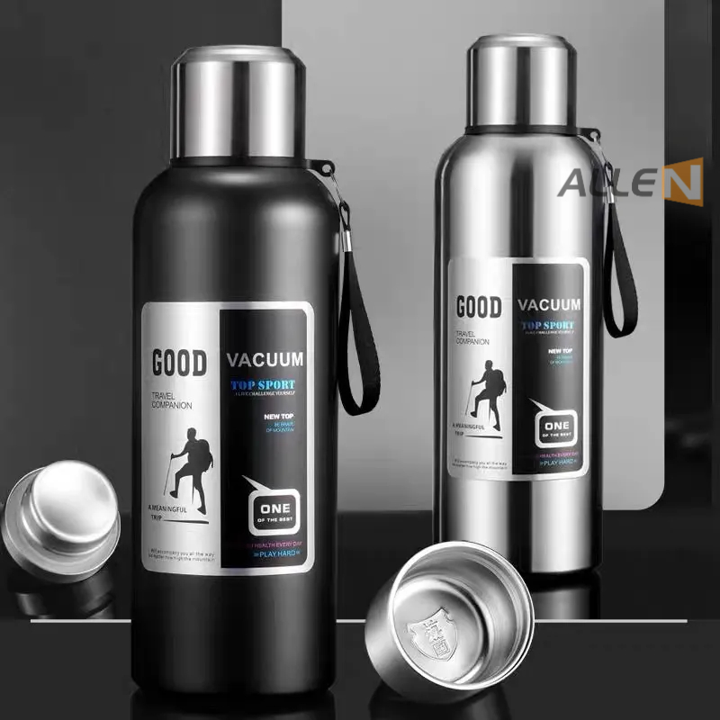 【ALLEN】600ml-2000ml กระติกน้ำร้อนเย็นสแตนเลส316 แบบวาคั่ม2ชั้น พร้อมที่กรองชาและหูหิ้ว พกพาสะดวก ของแท้ลดราคา