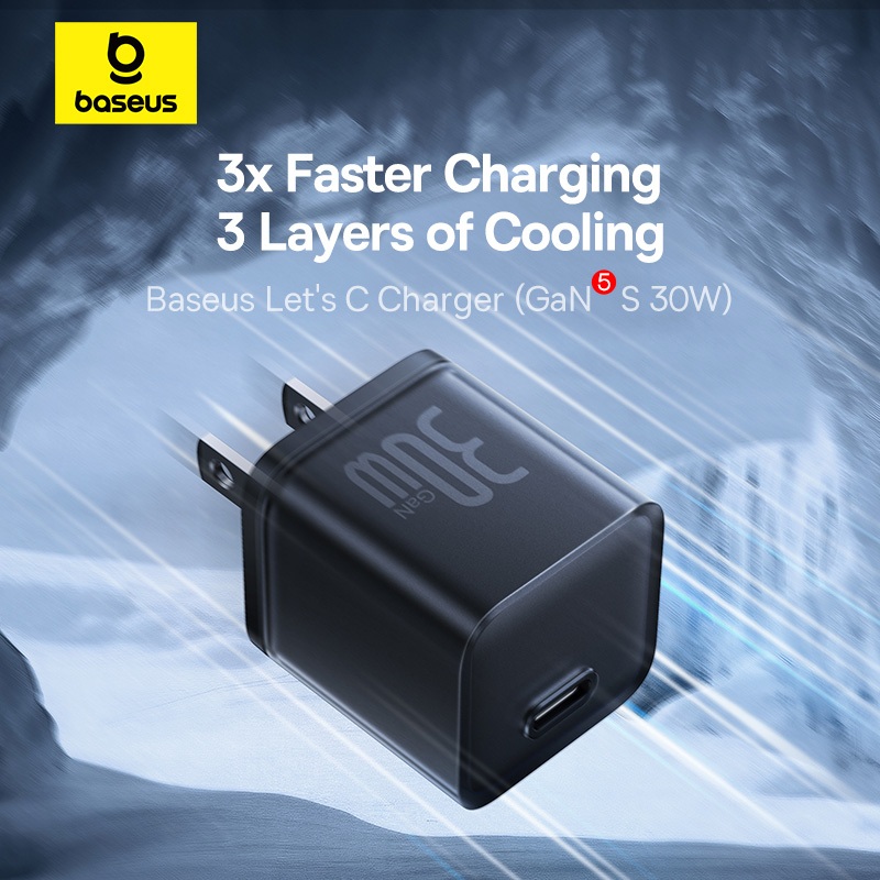 (ฟรีสายเคเบิล 100w) ที่ชาร์จเร็ว Type C PD สําหรับ iPhone 14 Samsung S24 Baseus GaN5S 1C 20W 30W