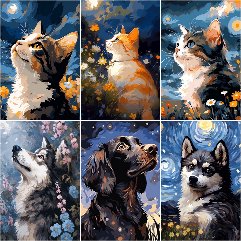 Drofe / ระบายสีตามตัวเลข / ลูกสุนัข แมว สัตว์เลี้ยง / ภาพวาดสีน้ํามันดิจิทัลตามตัวเลข / ภาพระบายสี / ภาพวาด DIY / ภาพวาดผ้าใบ / ภาพวาดสีน้ํามัน / ภาพระบายสีตามตัวเลข / ภาพตกแต่ง