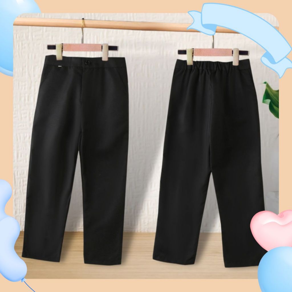 【จัดส่งจากประเทศไทย】กางเกงขายาวสีดำสำหรับเด็ก สวมใส่สบายและทันสมัย เหมาะสำหรับเด็กชาย