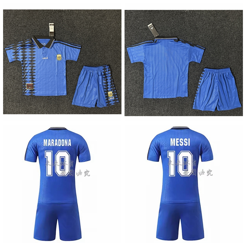 1994 Argentina Retro Away Football Kids Jersey Kit Messi Marradona ชุดกีฬาสําหรับเด็ก