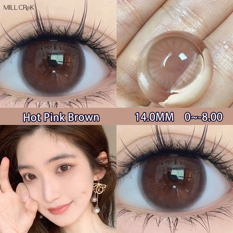 Milk Creek คอนแทคเลนส์ สีน้ําตาล ขนาดเล็ก เส้นผ่าศูนย์กลาง 6 เดือน สีน้ําตาล สีชมพู สําหรับนักเรียนผ