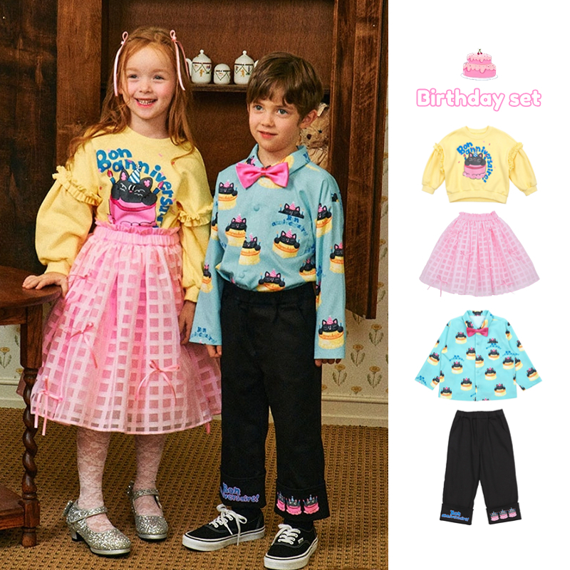 【พร้อมส่ง】BUBBLE KIDS ชุดเด็ก 2024 New arrivals cute cake pattern ชุดเกาหลีเด็กผู้หญิง ชมพูกระโปรงเด็กผู้หญิง+ชุดเซ็ทเด็กผู้ชาย เสื้อ กางเกง 2-10 ปี