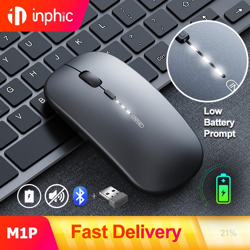INPHIC เมาส์ไร้สาย บลูทูธ 800/1200/1600DPI เสียงเงียบ ชาร์จได้ สําหรับ iPad แล็ปท็อป แท็บเล็ต โทรศัพท์ M1PRO