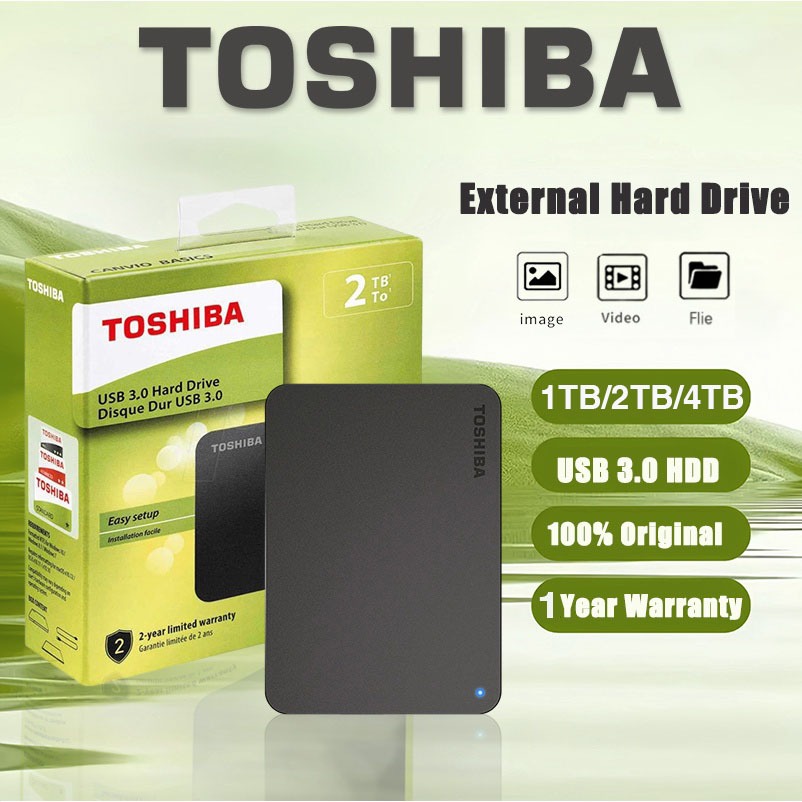 ฮาร์ดไดรฟ์ภายนอก SSD 1TB/2TB/4TB Toshiba 2.5"(สีดำ) ฮาดดิสพกพา USB3.0 External Hard Drive