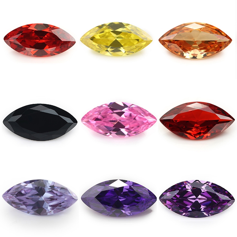 1.5x3 มม . ~ 8x16 มม . 5A Marquise Cut Black,Pink,Garnet Color,Orange,Golden Yellow,Lavender,Champagne,Amethyst,Olive Green,Violet CZ หินหลวม Cubic Zirconia อัญมณีสังเคราะห ์ สําหรับเครื ่ องประดับ