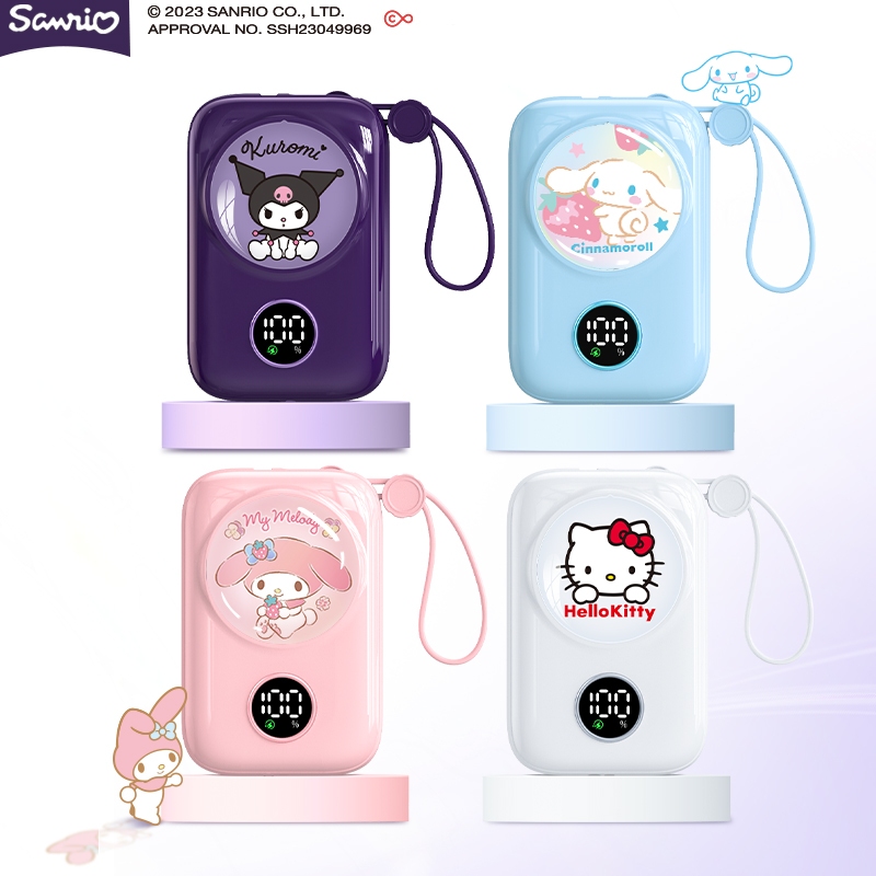 Sanrio Kuromi/Pochacco/Melody/Cinnamoroll Power Bank 10000mAh Fast Charging Power Bank ชาร์จเร็ว PD20W&22.5W พร้อมสายและหน้าจอในตัว ของขวัญ ของขวัญวันเกิด