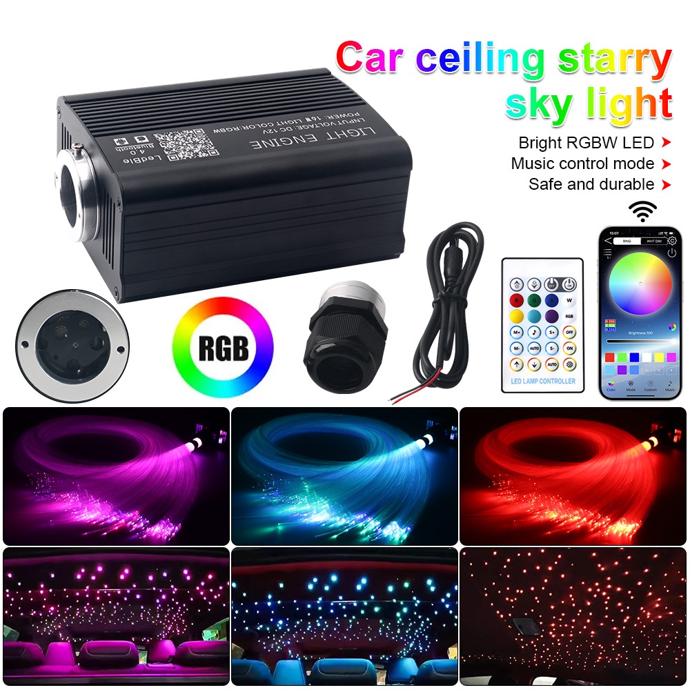 16W RGBW Dual Head รถ Star Light หลังคา Star Fibre Optic เพดานชุดสมาร์ท APP ควบคุมเพลง Blinking Fibr