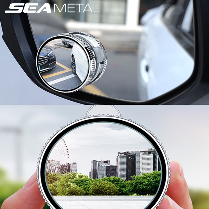 Seametal  กระจกจุดบอด 2 ชิ้น กระจกมองหลังรถยนต์ ทรงกลม กันน้ํา ปรับได้ มองเห็นได้เต็มที่ สําหรับสํารองข้อมูลรถยนต์