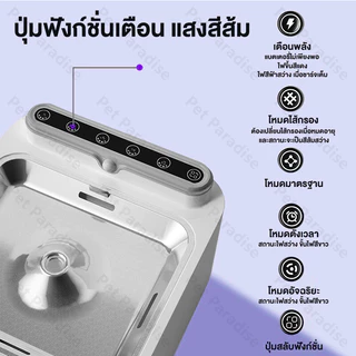 [รับประกัน 2ปี] น้ําพุแมวไร้สายอัตโนมัติ 6500mAh+กรอง 6ชิ้น 3ลิตร ระบบเซนเซอร์ น้ำพุแมวไร้สาย น้ำพุแมว