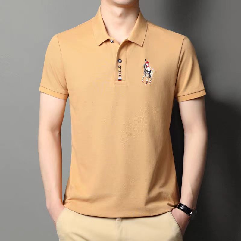เสื้อยืดทรงโปโล แขนสั้น ผ้าฝ้ายแท้ ปักลาย ทรงหลวม สวมใส่สบาย แฟชั่นฤดูร้อน สําหรับผู้ชาย