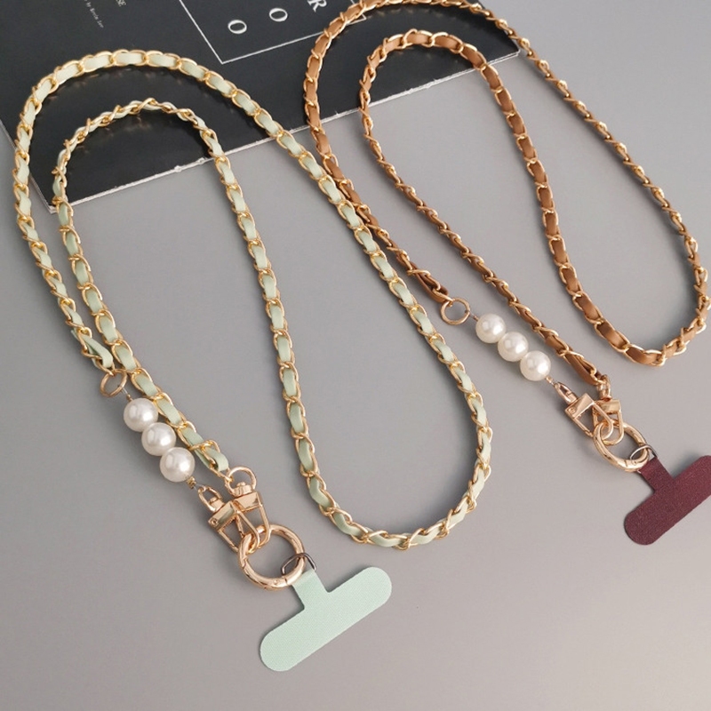 สายคล้องโทรศัพท์มือถือ คล้องคอ และไหล่ แบบยาว ประดับไข่มุก พร้อมสายสะพายข้าง สําหรับผู้หญิง - รูปที่ 3