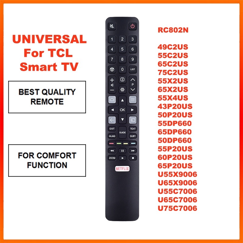 TCL RC802N ใหม่ RC802N YLI2 สําหรับ RCA TCL HITACHI สมาร์ททีวีรีโมทคอนโทรล 06-IRPT45-BRC802N 4K HDTV
